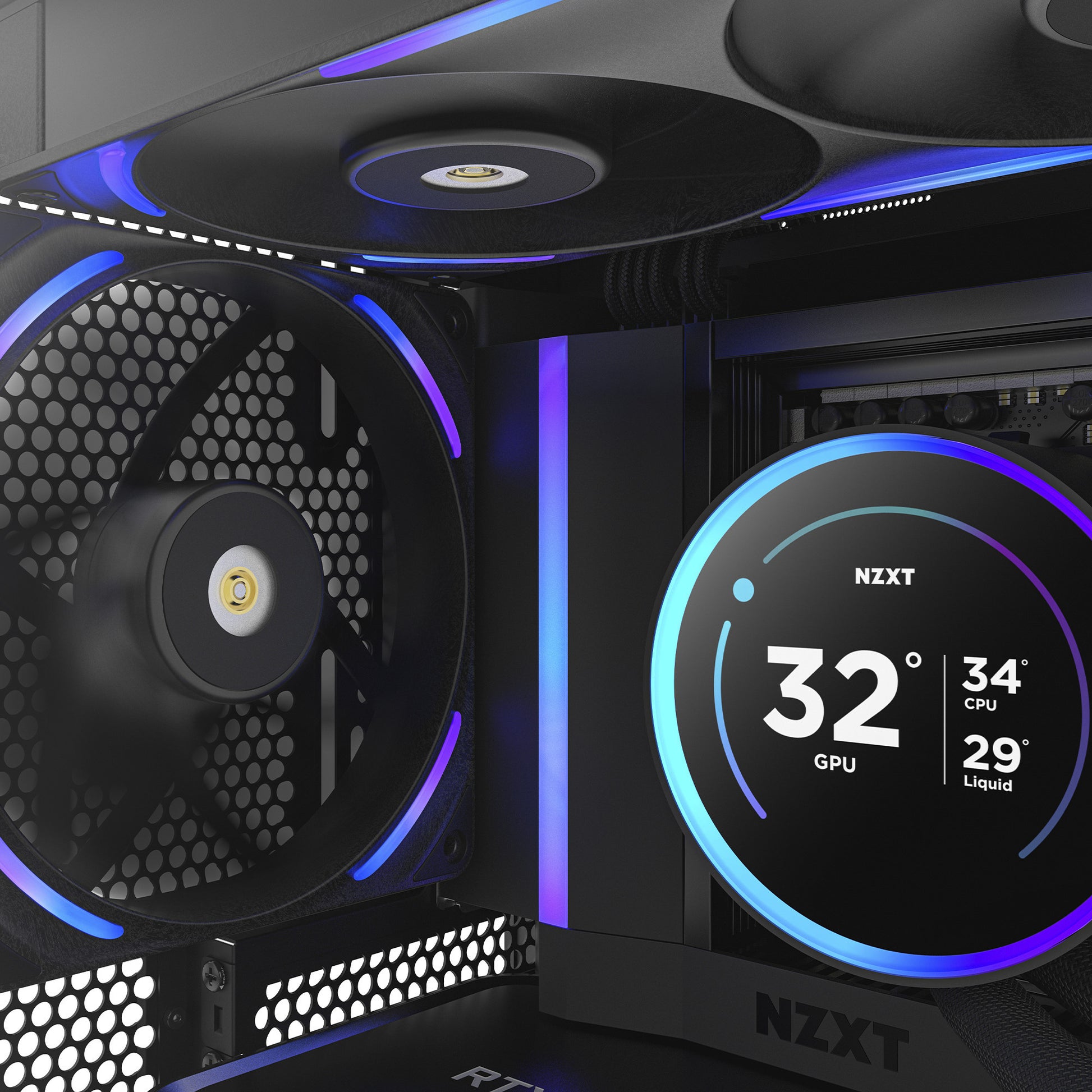 Nzxt f140x RGB-Gehäuselüfter (schwarz, 140 x 140 x 30 mm, PWM)
