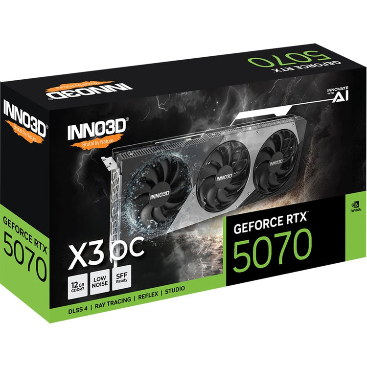 Inno3d N50703-12D7X-195064L GeForce RTX 5070 x3 OC, 12 GB, GDDR7, 192-Bit, 28 Gbit / s, 672 GB S., 650W