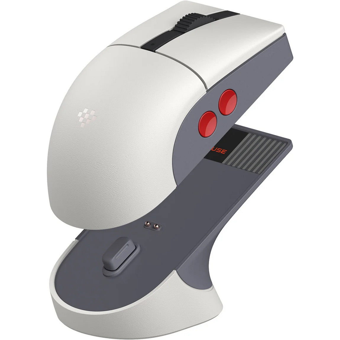 8bitdo Retro R8 Maus – N Edition (Grau Rot, 50 – 26000 dpi, Bluetooth USB-C 2,4 GHz)