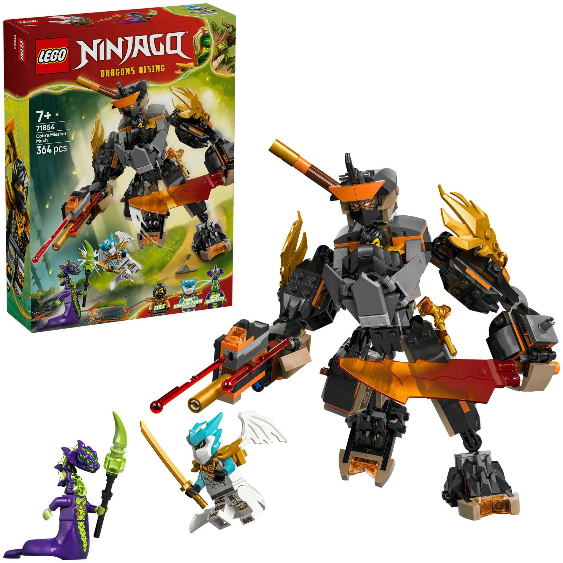 Lego Ninjago 71854 Cole Mission Mech und Dragon Zane