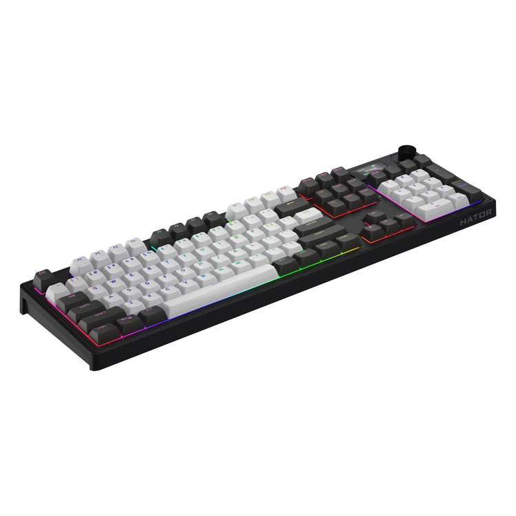 Hator Skyfall Pro Wireless, Gaming-Tastatur (schwarz, US-Layout, Hator Aurum Vanilla Silent, RGB, Double-Shot PBT, Hot-Swap, 2,4 GHz Bluetooth USB-C)