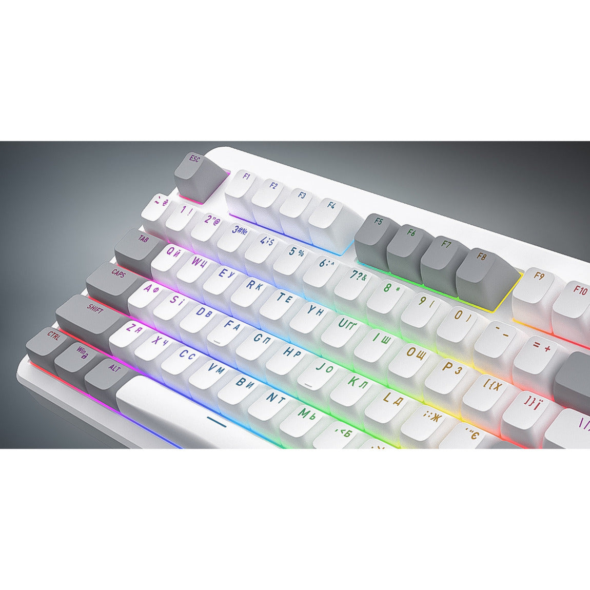 Hator Rockfall 3 TKL Wireless, Gaming-Tastatur (weiß, US-Layout, Hator Aurum Orange, RGB, PBT-Tastenkappen, Hotswap, 2,4 GHz Bluetooth USB-C)
