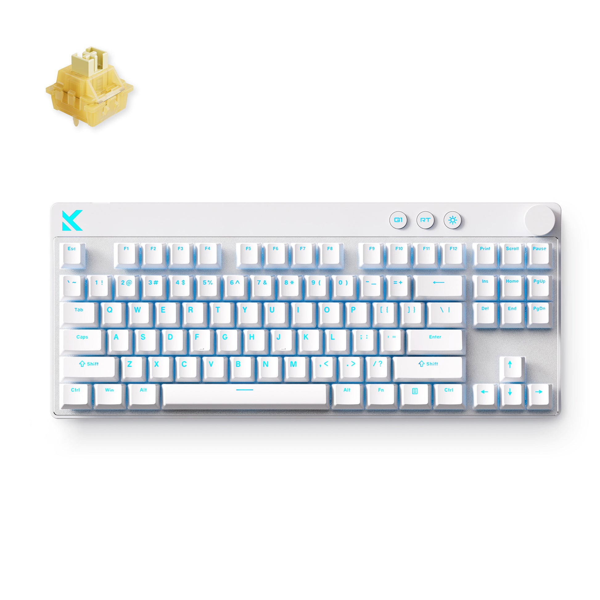 Mchose Mix 87 Hall-Effekt-Magnetschalter-Gaming-Tastatur (weiß, US-Layout, 80 %, RGB, Hot-Swap, USB-C, Hall-Effekt-Sensor)