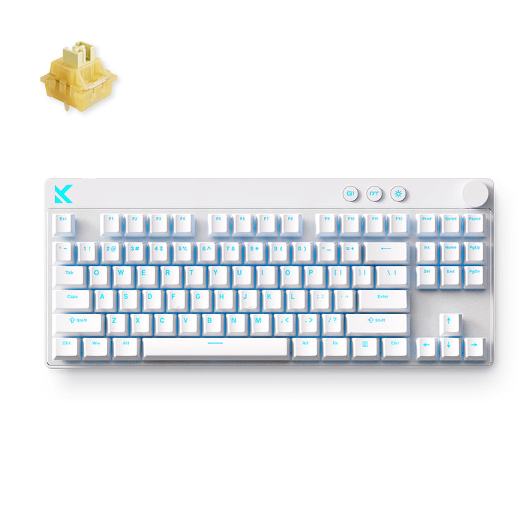 Mchose Mix 87 Hall-Effekt-Magnetschalter-Gaming-Tastatur (weiß, US-Layout, 80 %, RGB, Hot-Swap, USB-C, Hall-Effekt-Sensor)