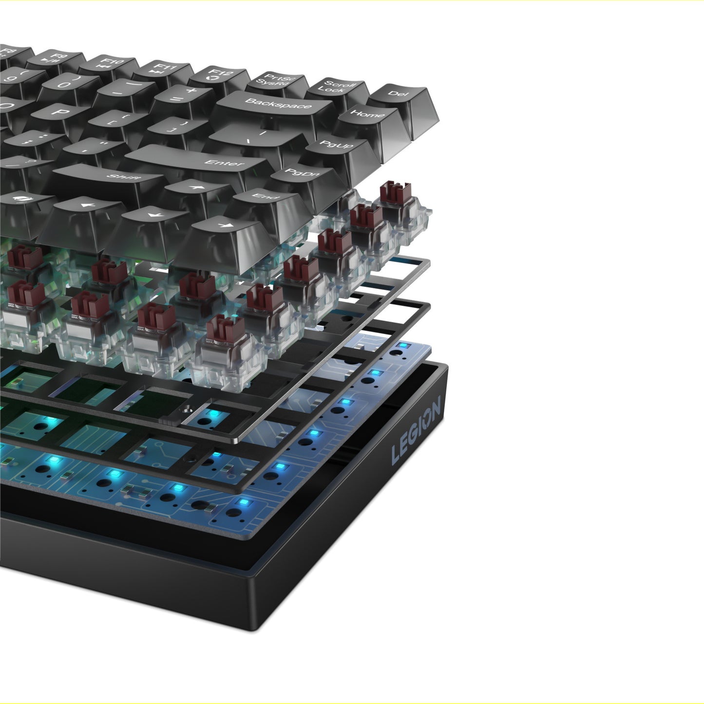 Lenovo Legion K510 Mini Pro RGB mechanische Gaming-Tastatur (schwarz, US-Layout (QWERTZ), 75 %, brauner Schalter, Hot-Swap, USB)