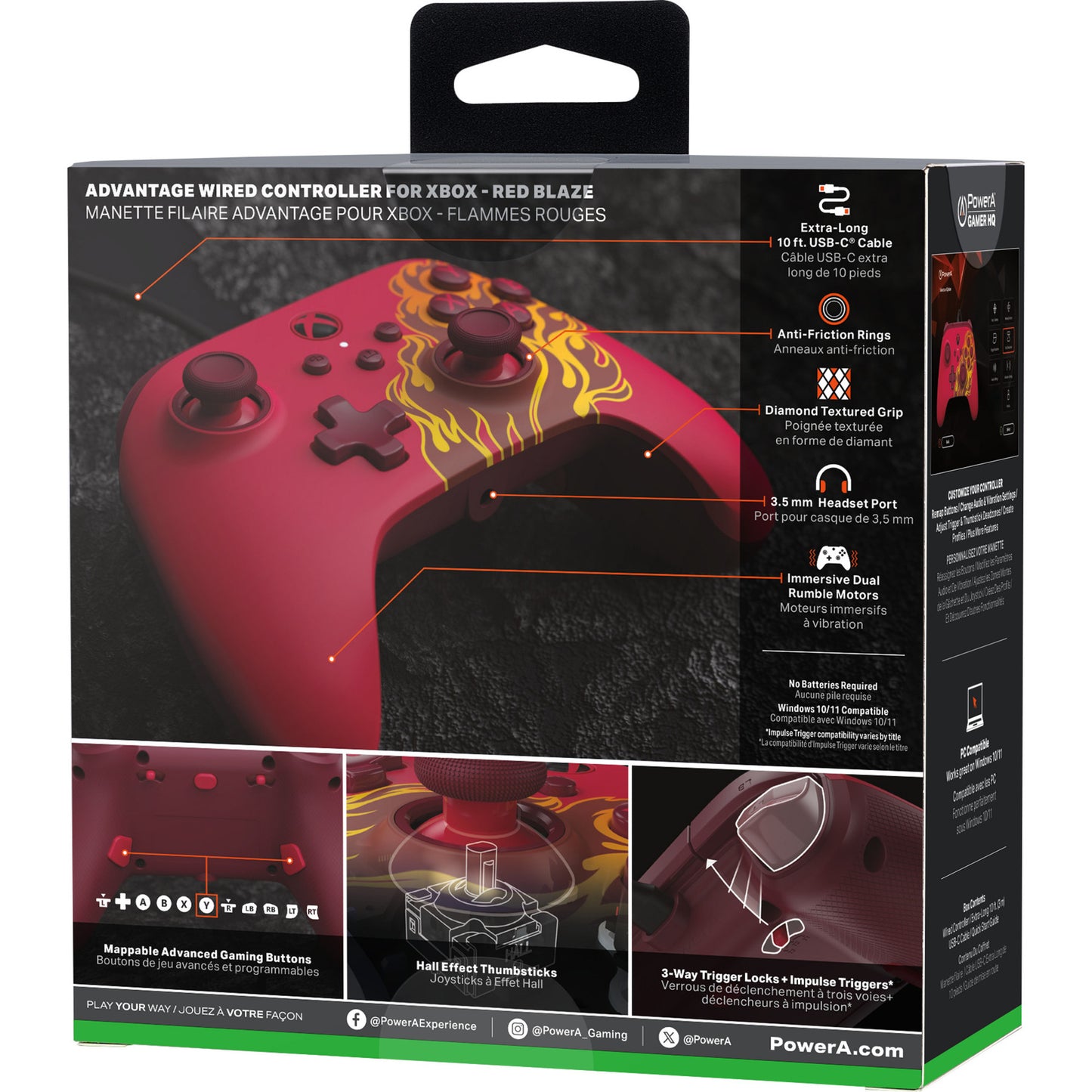 Powera Advantage Controller mit Kabel für die Xbox Series x|s – Red Fire (rot, Xbox Series x|s, Xbox One, PC)