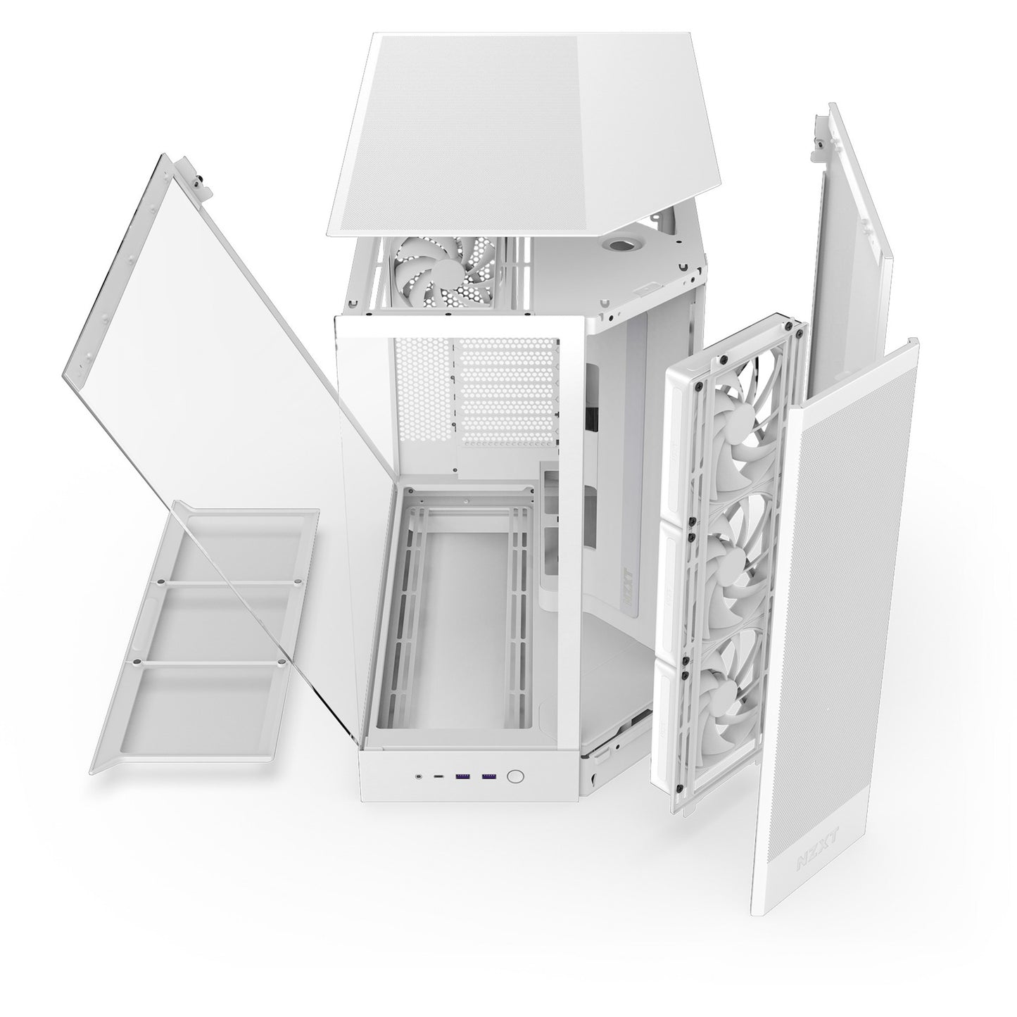 Nzxt h9 flow Midi-Tower-Gehäuse (weiß (matt) | 2x USB-A | 1x USB-C | gehärtetes Glas)