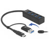 Delock 4-Fever USB 3.2 Gen 1 Hub mit USB Typ-C oder USB T T.