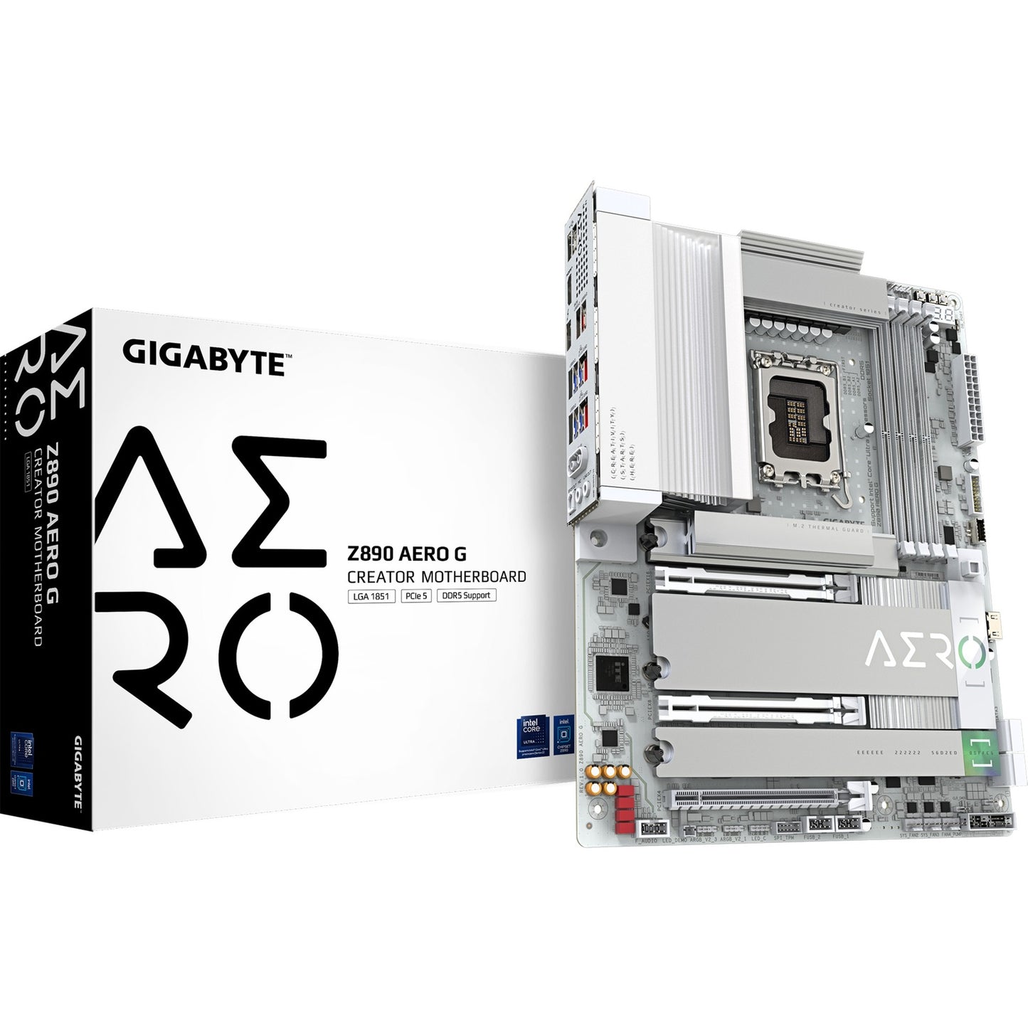 Gigabyte Gigabyte Z890 Aero G, ATX, LGA1851, Intel® Core ™ Ultra, 4x DDR5, 2,5 GBE X2, Wi-Fi 7, USB4, Weiß, Weiß