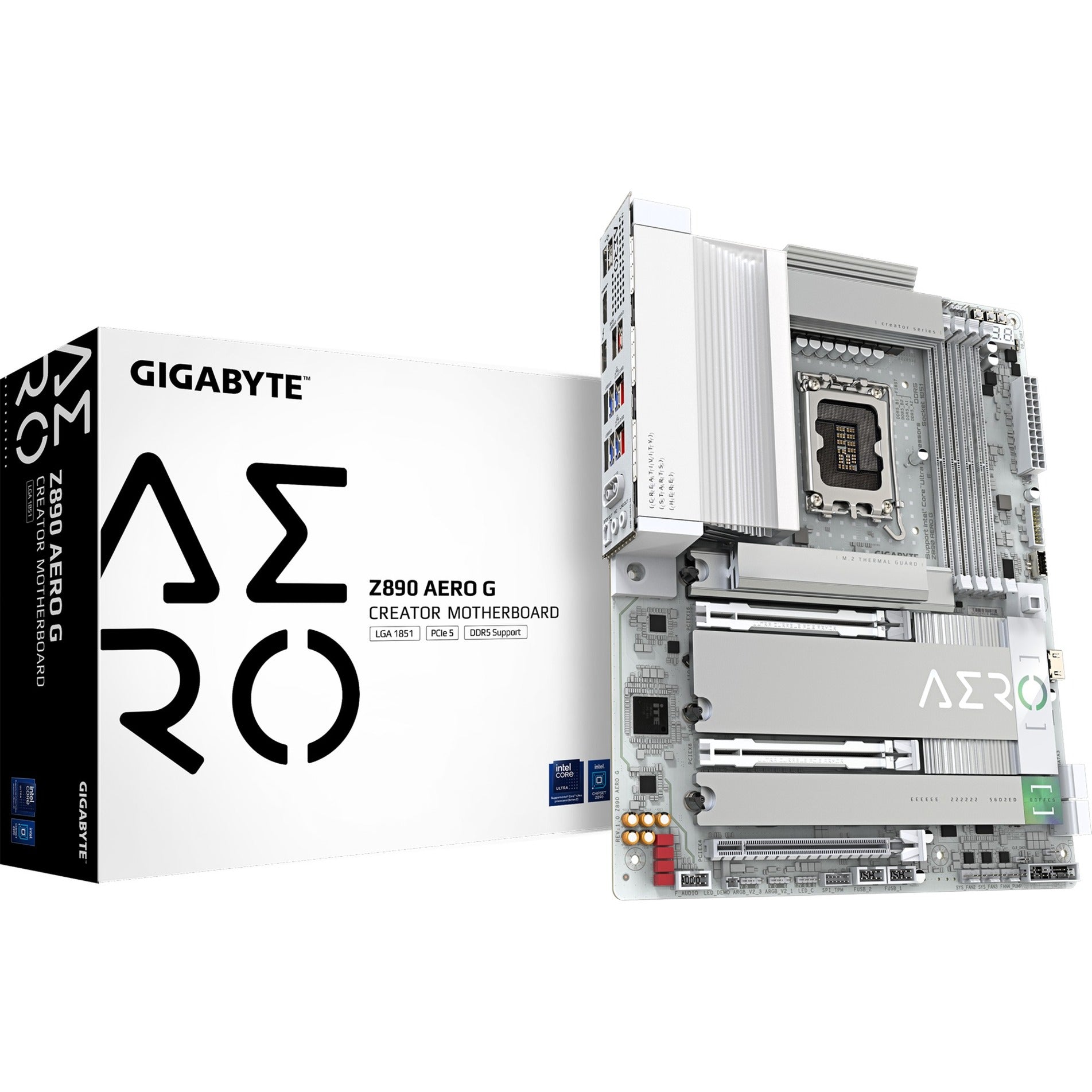 Gigabyte Gigabyte Z890 Aero G, ATX, LGA1851, Intel® Core ™ Ultra, 4x DDR5, 2,5 GBE X2, Wi-Fi 7, USB4, Weiß, Weiß