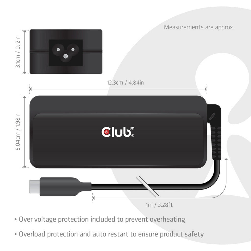Club 3D USB-C Laptop-Ladegerät 140 W, 1 Meter (schwarz)