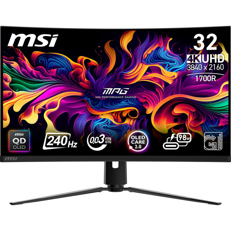 MSI MPG 321curx QD-OLED 31,5 4K UHD Curved Gaming Monitor (Schwarz, 2x HDMI, Display Port, 2x USB-A, USB-B, USB-C, 240 Hz)