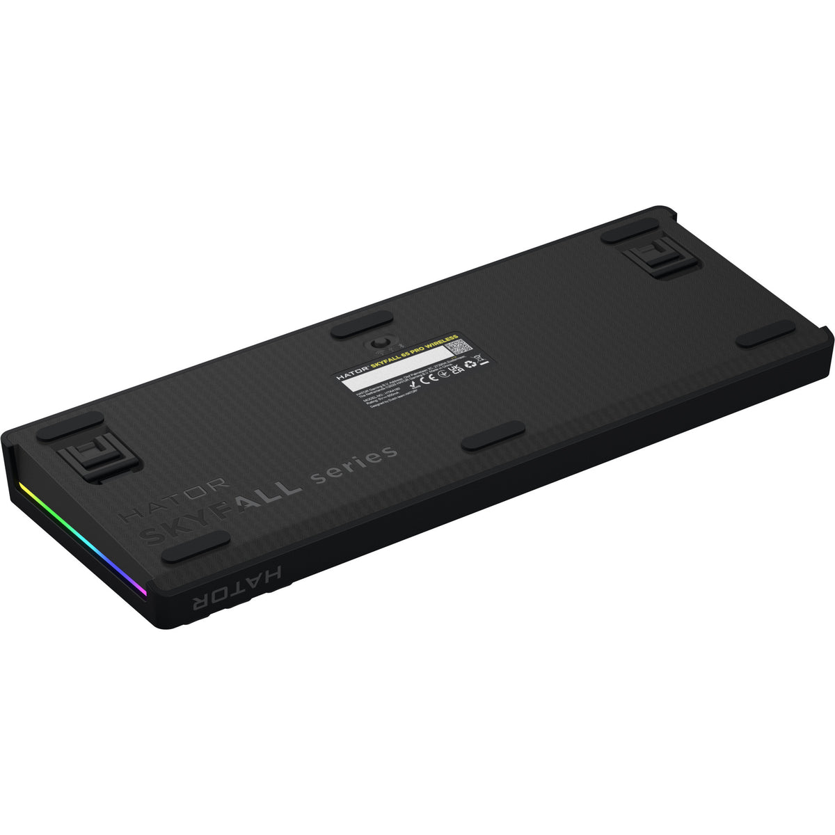 Hator Skyfall Pro Wireless, Gaming-Tastatur (schwarz, US-Layout, Hator Aurum Vanilla Silent, 65 %, RGB, Double-Shot PBT, Hot-Swap, 2,4 GHz Bluetooth USB-C)