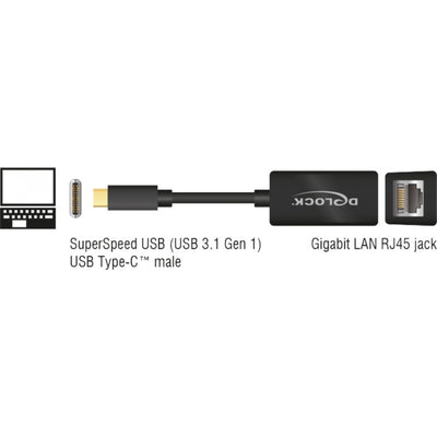 Delock Superspeed USB-C (USB 3.1 Gen 1) Männlich> Gigabit LA
