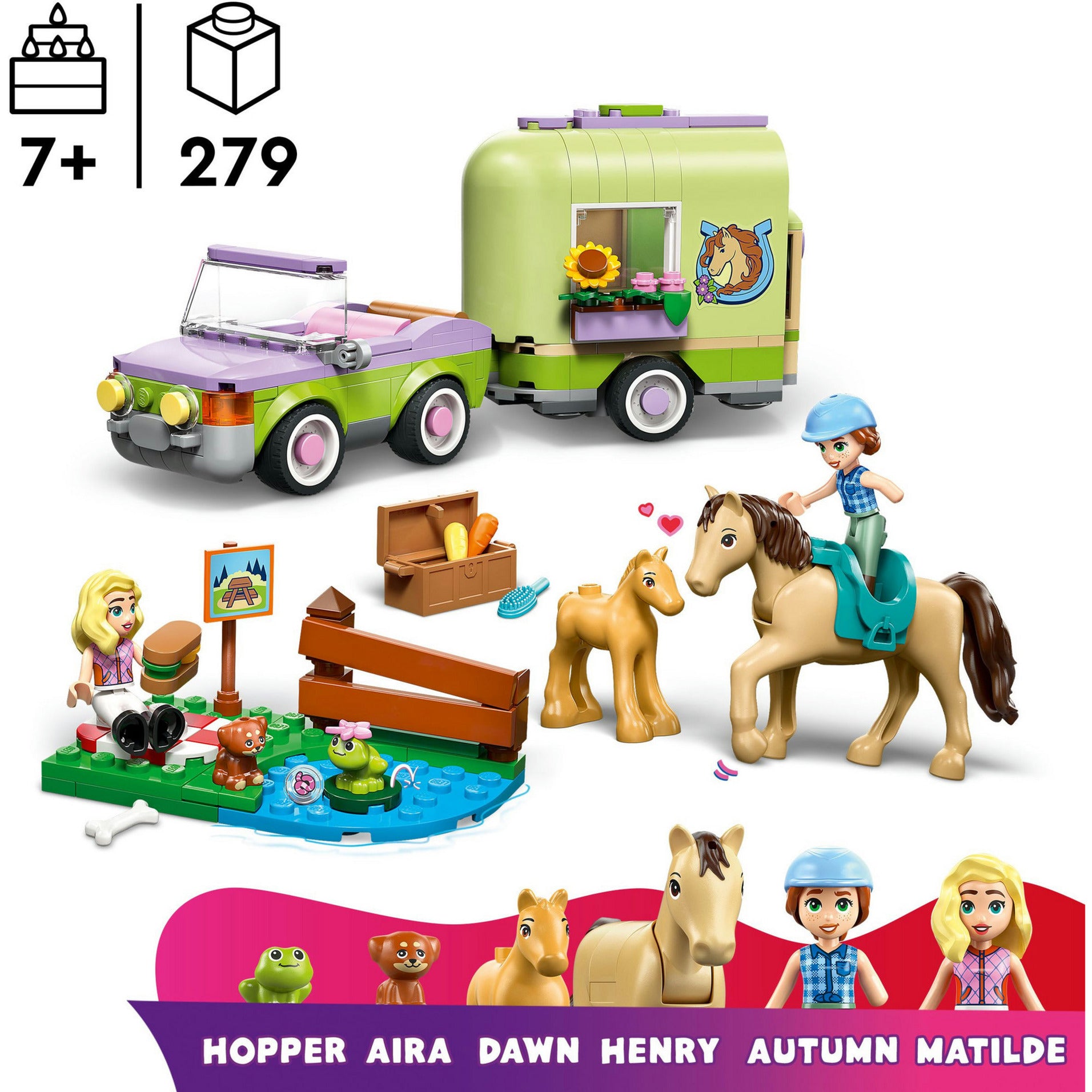Lego Friends 42695 Anhänger und Pferd und Fohlen