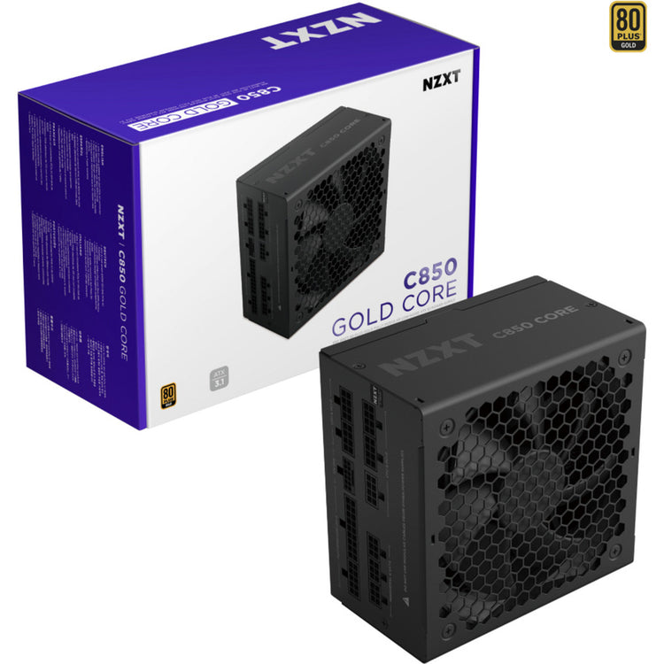 NZXT C850 Gold Core Modulares 850-Watt-Netzteil (Schwarz, 1x 12V-2x6, 3x PCIe)