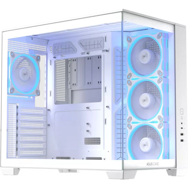 Asus a32 plus Midi-Tower-Gehäuse (weiß | 2x USB-A | 1x USB-C | RGB | gehärtetes Glas)
