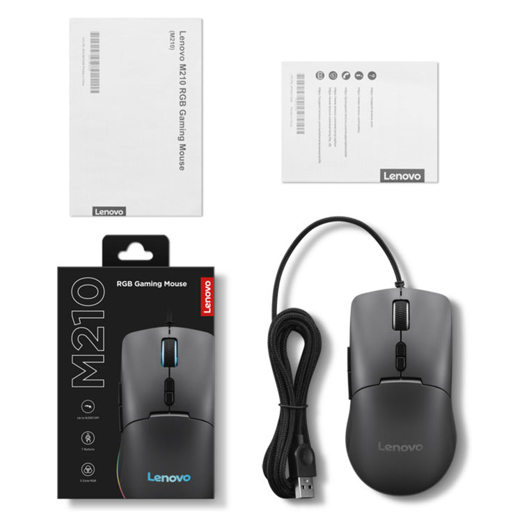Lenovo m210 RGB-Gaming-Maus (schwarz, 8000 dpi, RGB)