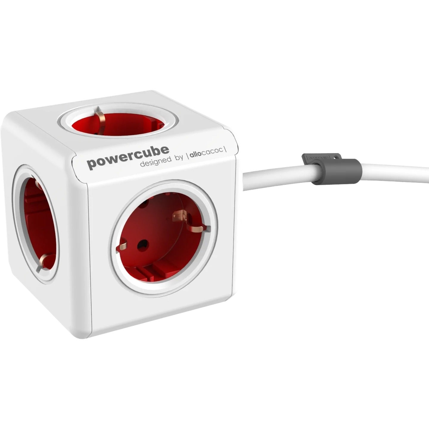 Allocacoc Powercube Extended Power Strip Steckdosenleiste (weiß rot)