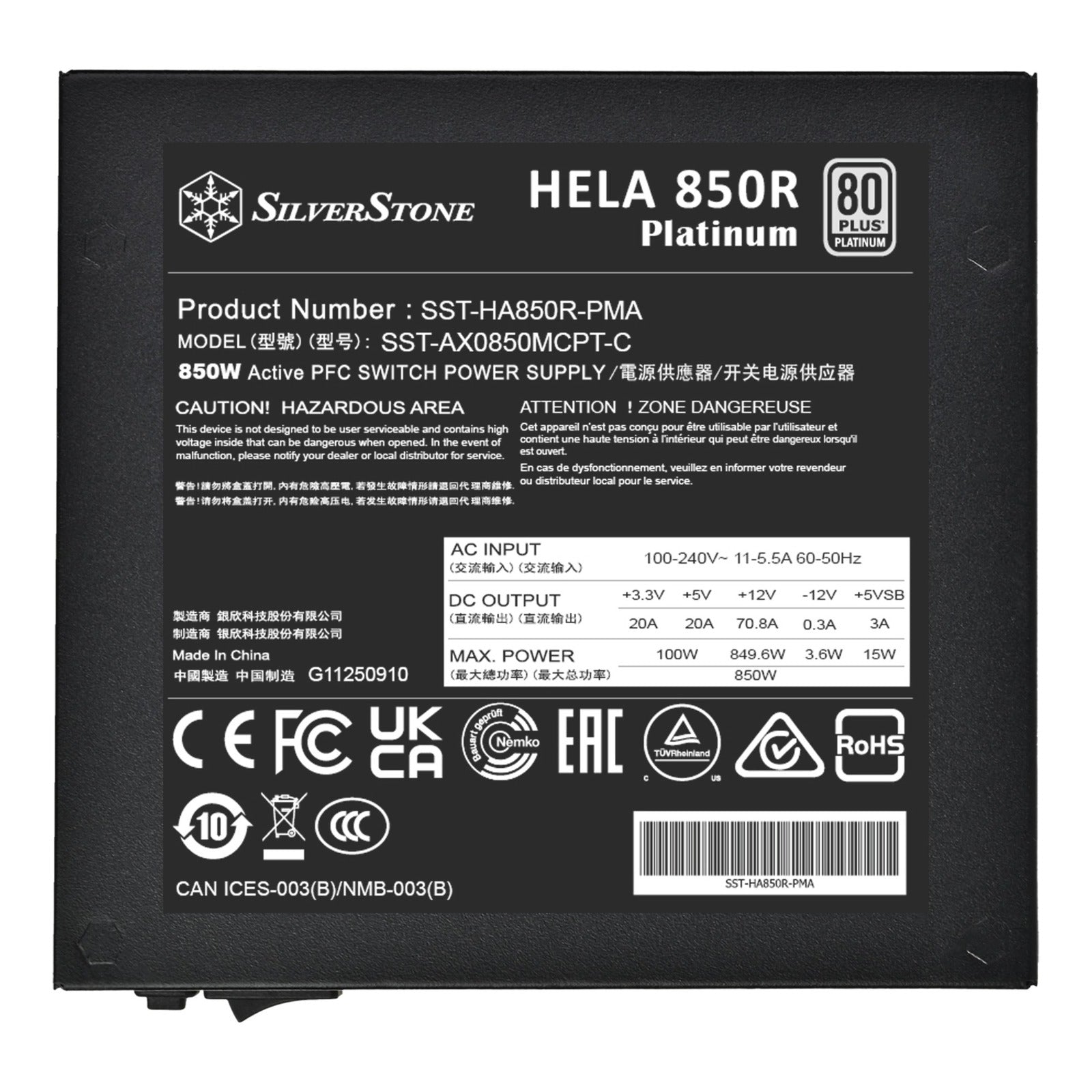 Silverstone Hela 850r Platinum