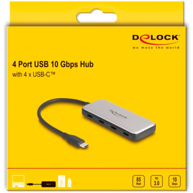 Delock USB 10 Gbit / s USB Typ-C Hub + 4 x USB Typ-C Weibchen