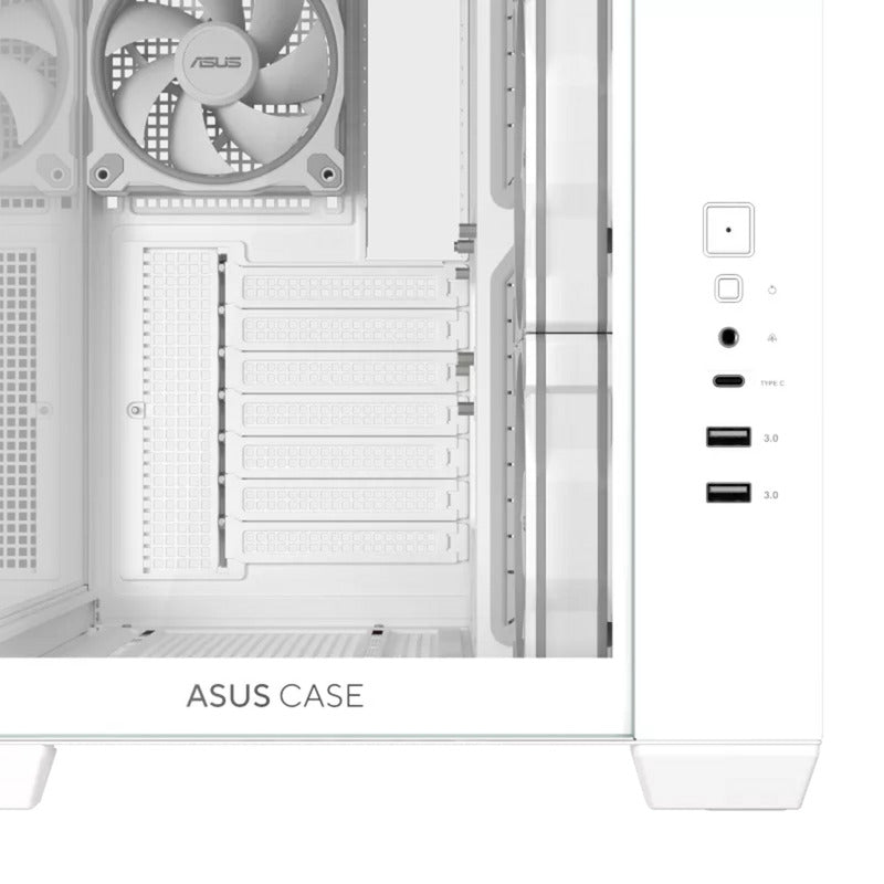 Asus a32 plus Midi-Tower-Gehäuse (weiß | 2x USB-A | 1x USB-C | RGB | gehärtetes Glas)