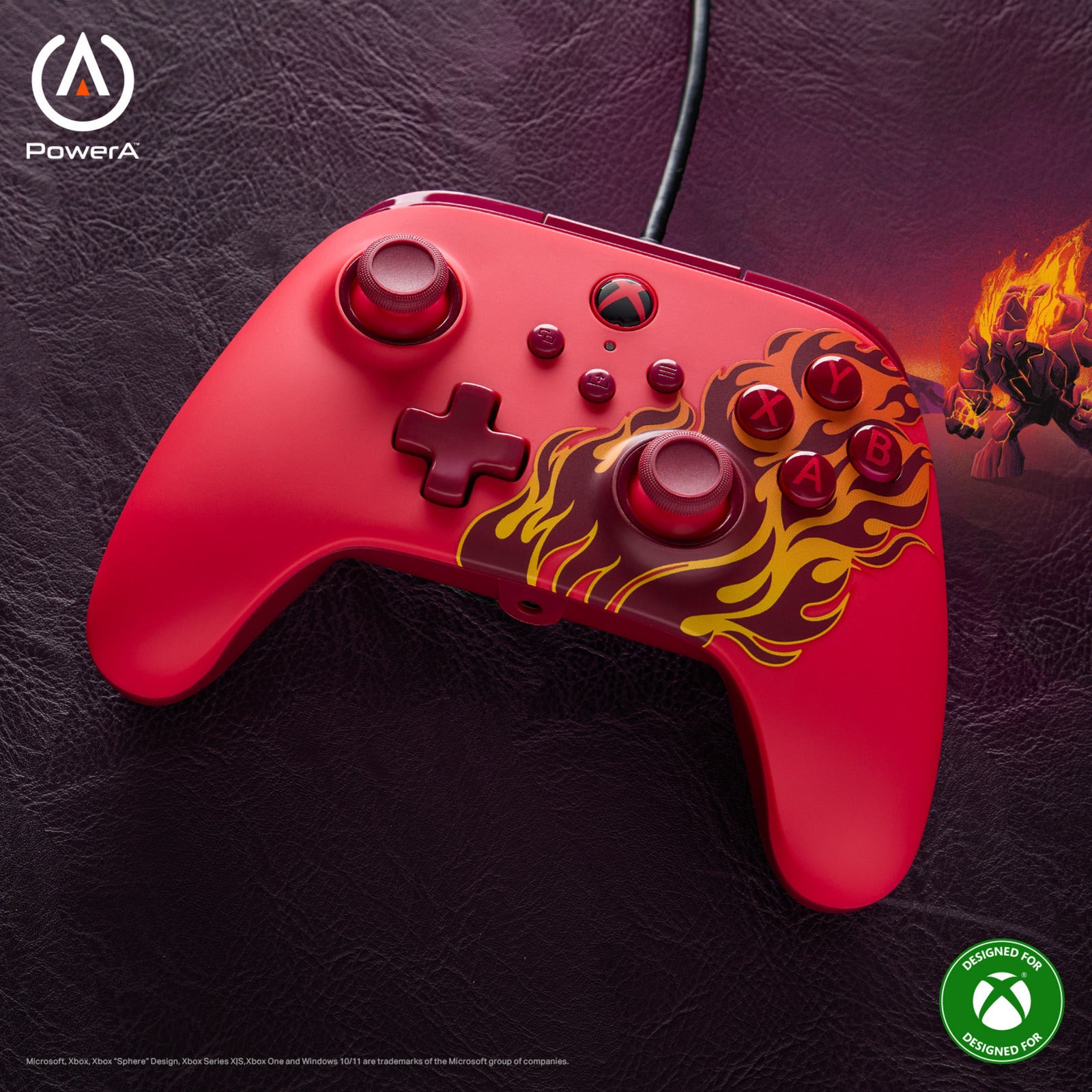 Powera Advantage Controller mit Kabel für die Xbox Series x|s – Red Fire (rot, Xbox Series x|s, Xbox One, PC)