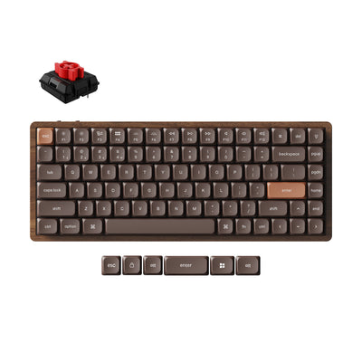 Keychron K3 Max-H1W Vollholz-Sonderedition mechanische RGB-Tastatur (Holzfarbe, US-Layout (QWERTY), Milk Pom Red, 75 %, RGB-LEDs, Double-Shot-PBT, Hot-Swap, 2,4 GHz | Bluetooth 5.1 | USB-C)