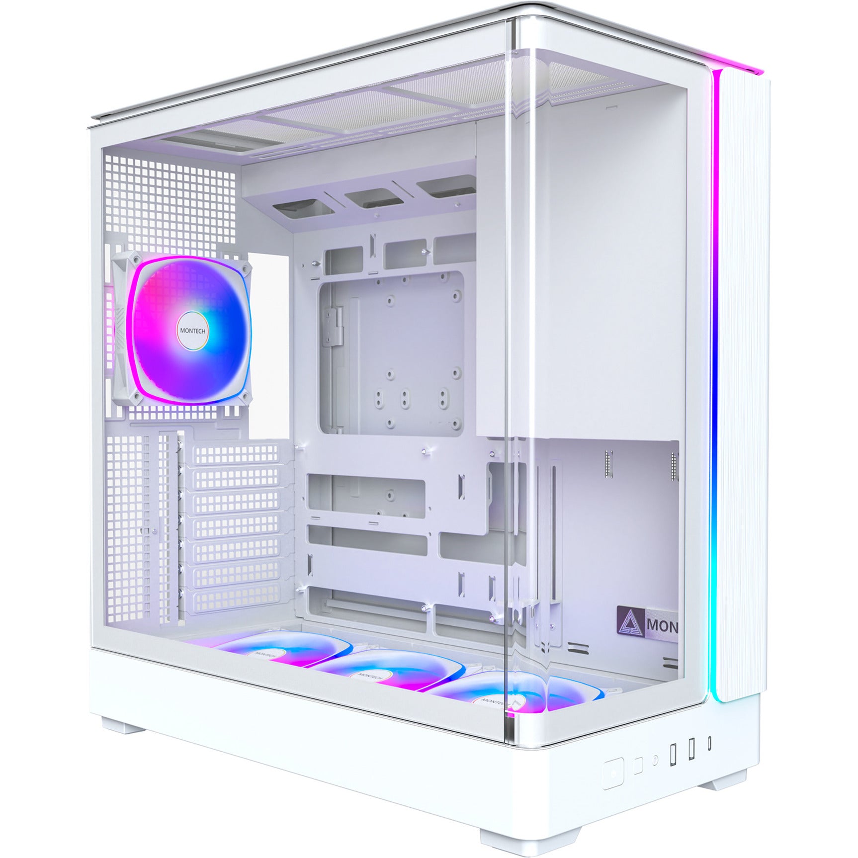 Montech King 45 Pro Midi-Tower-Gehäuse (weiß | 2x USB-A | 1x USB-C | RGB | Fenster)
