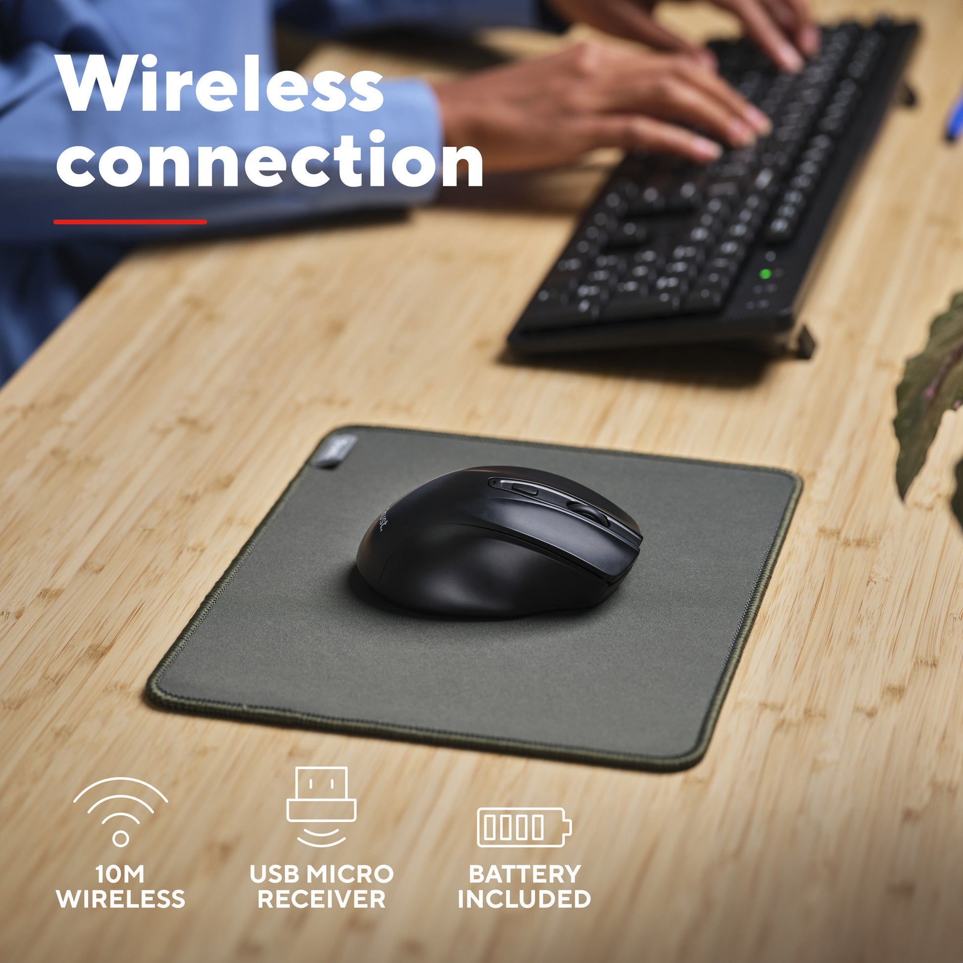 Trust Nito Silent Wireless Mouse (schwarz, 800–2.200 dpi)