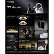 Mchose V9 Turbo+ magnetisches kabelloses Over-Ear-Gaming-Headset (schwarz, Nintendo Switch, Playstation 4, Playstation 5, Mobil, PC, 2,4 G Bluetooth USB) - afbeelding 7