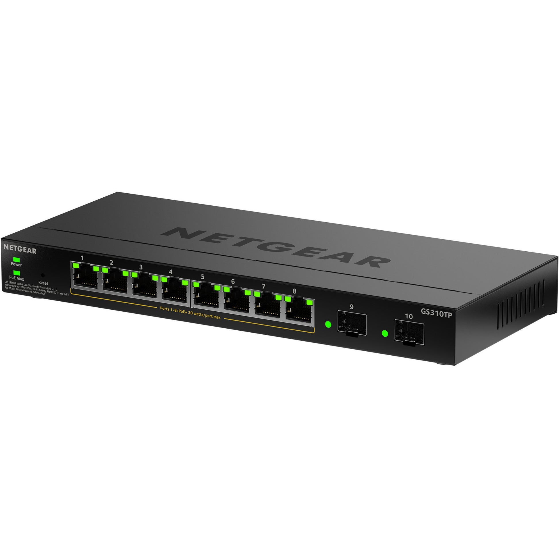 Netgear gs310tpv2 Switch (schwarz, 55w PoE-Budget)