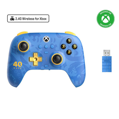 8bitdo ultimativer 3-Modus-Controller für Xbox – seltene Edition zum 40. Jubiläum (Blaugold, Xbox Series X|s, Xbox One, PC, Bluetooth USB-C 2,4 GHz)