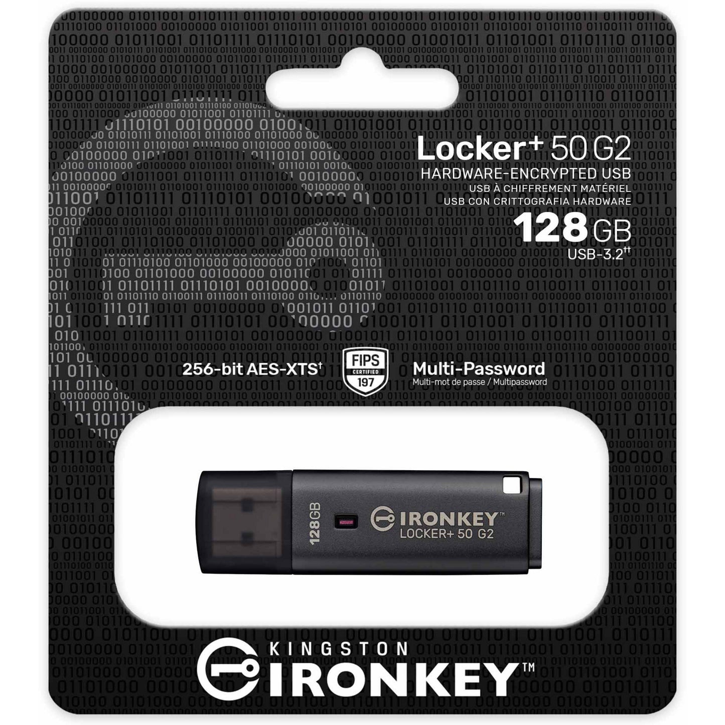 Kingston Ironkey Locker+ 50 G2 USB-Flash-Laufwerk 128 GB USB-Stick (Anthrazit, USB-A 3.2 Gen 1)