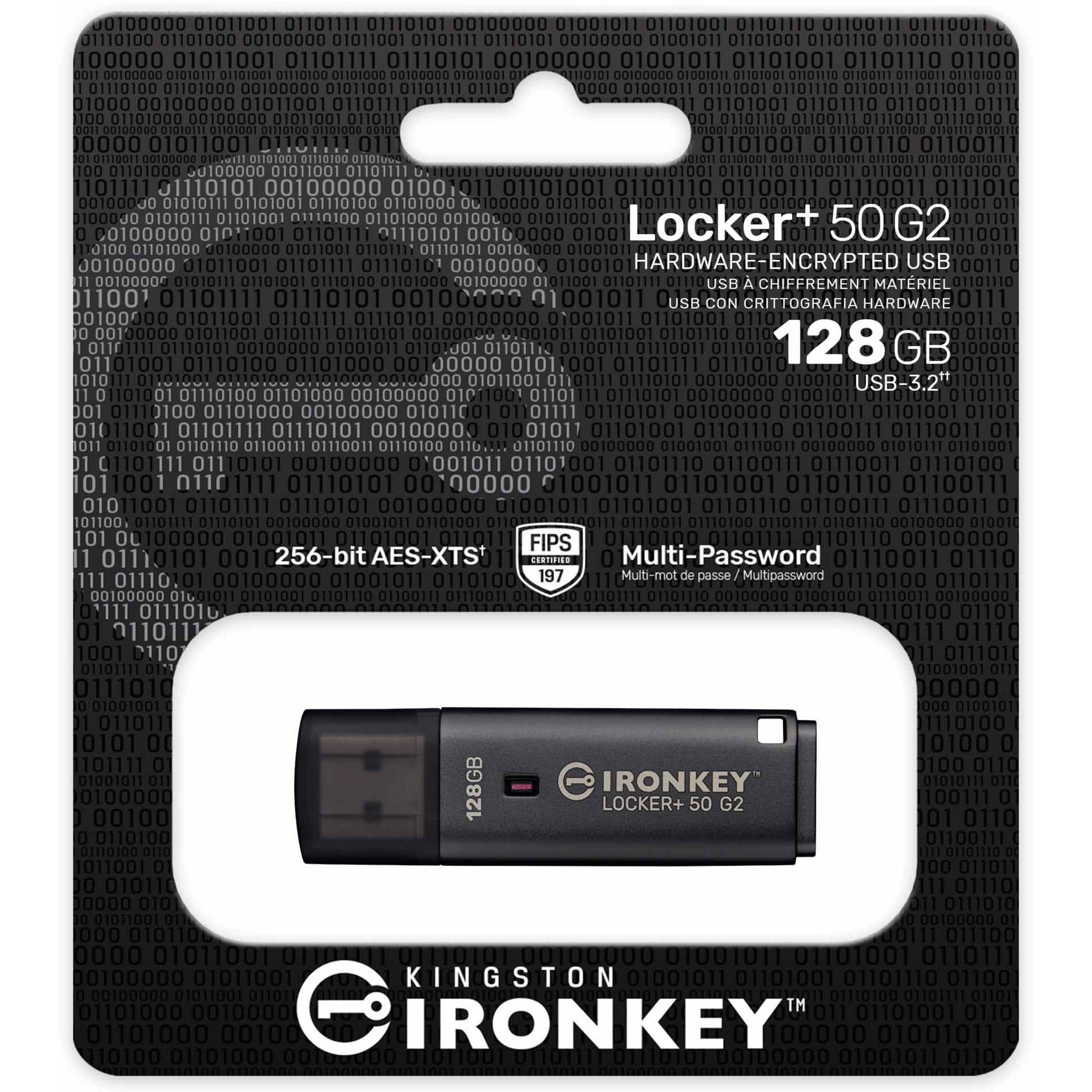 Kingston Ironkey Locker+ 50 G2 USB-Flash-Laufwerk 128 GB USB-Stick (Anthrazit, USB-A 3.2 Gen 1)