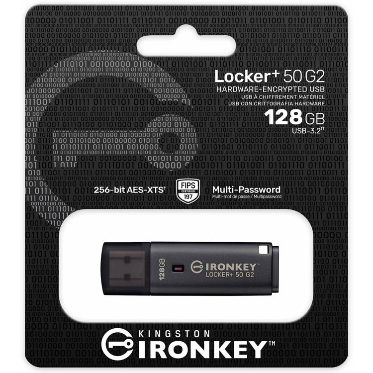 Kingston Ironkey Locker+ 50 G2 USB-Flash-Laufwerk 128 GB USB-Stick (Anthrazit, USB-A 3.2 Gen 1)
