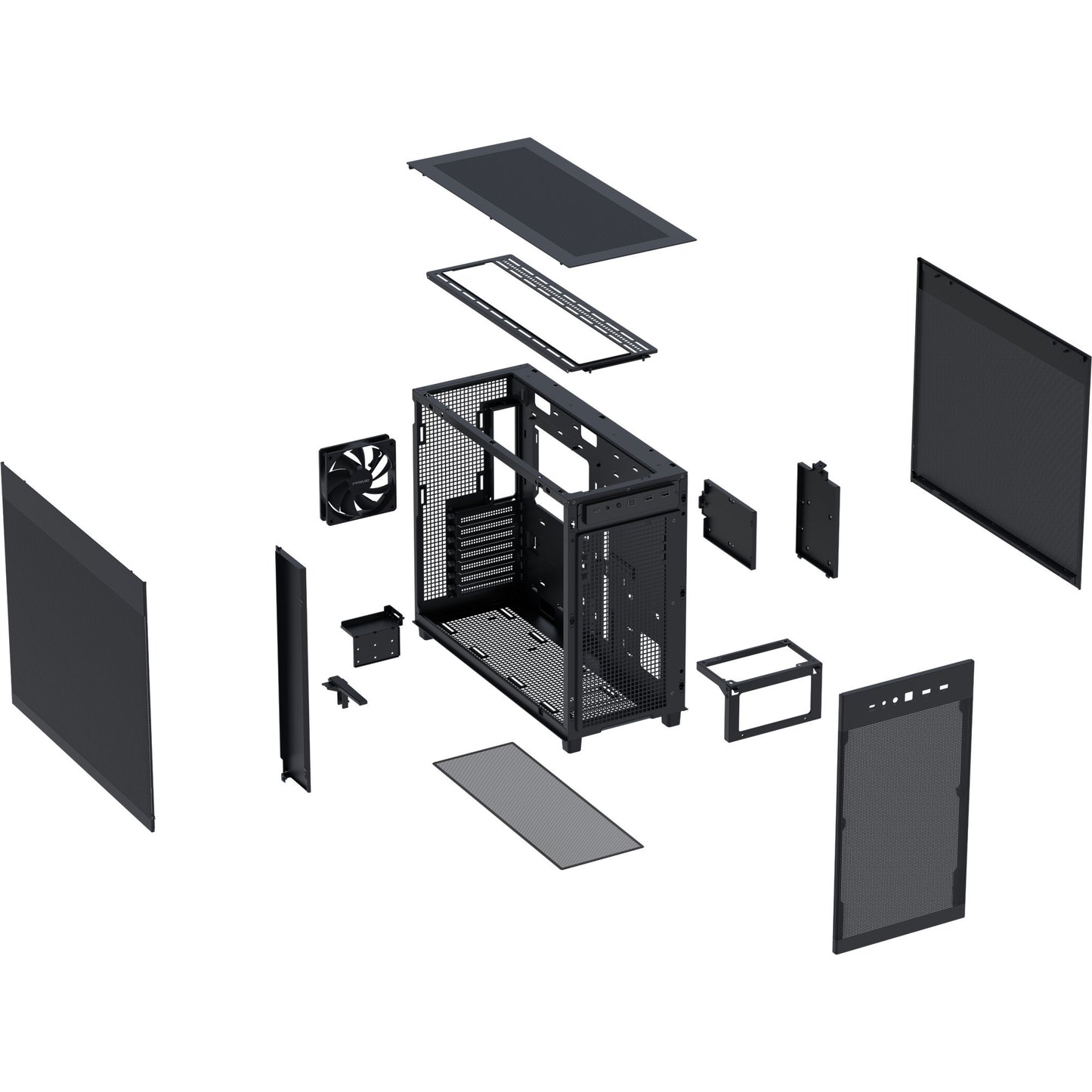 Asus Prime Ap303 - Mesh Panel Midi Tower Gehäuse (schwarz | 2x USB-A | 1x USB-C)