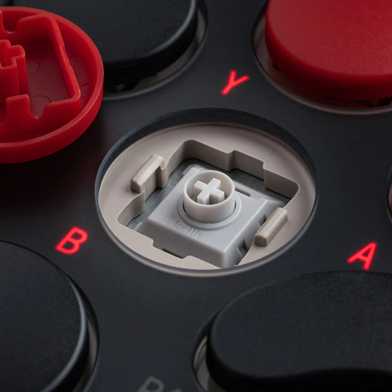 8bitdo Arcade-Controller (grau rot, 2,4 GHz Bluetooth USB, Nintendo Switch, PC)