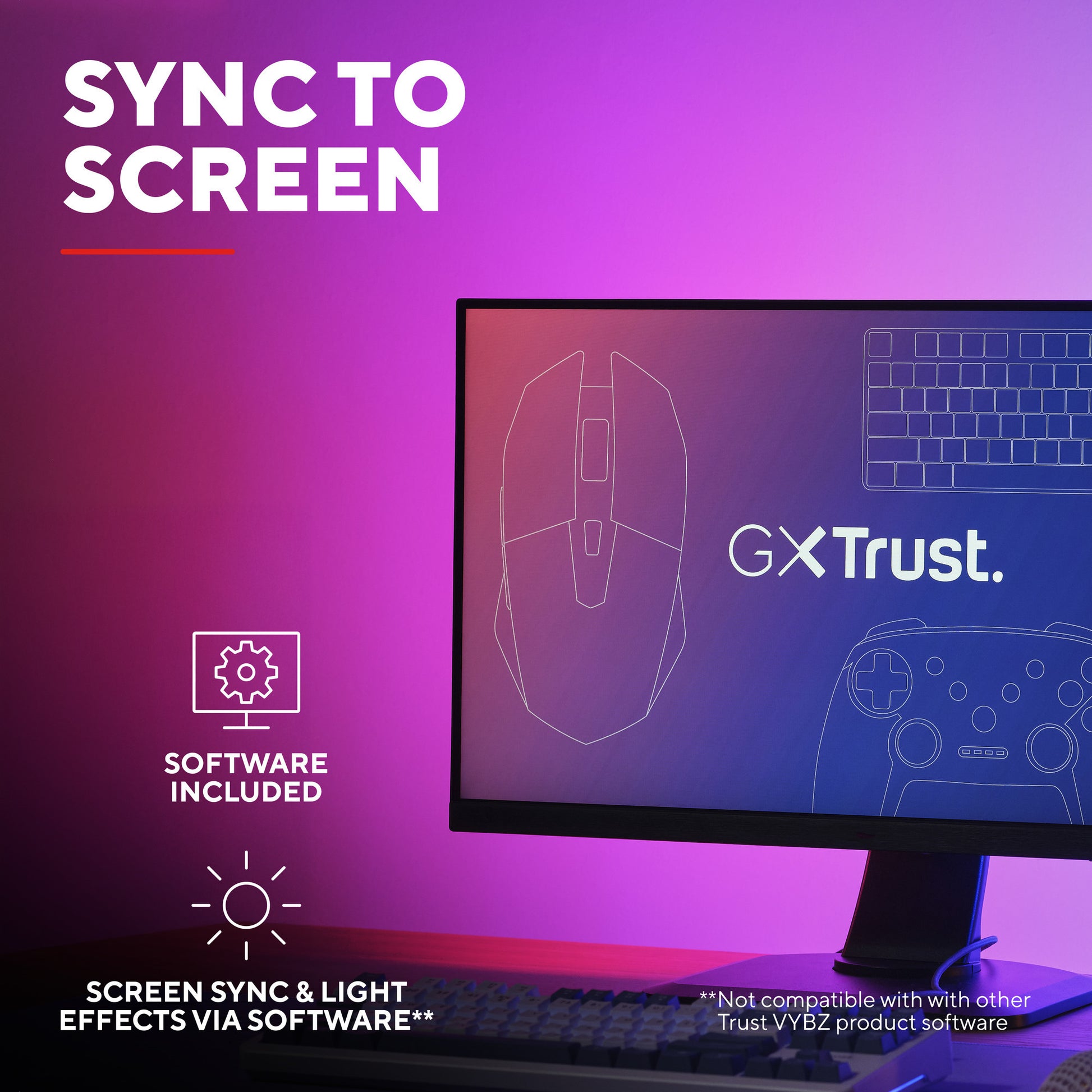 Trust GXT 907 VYBZ RGB-Hintergrundbeleuchtung für Monitore (Schwarz)