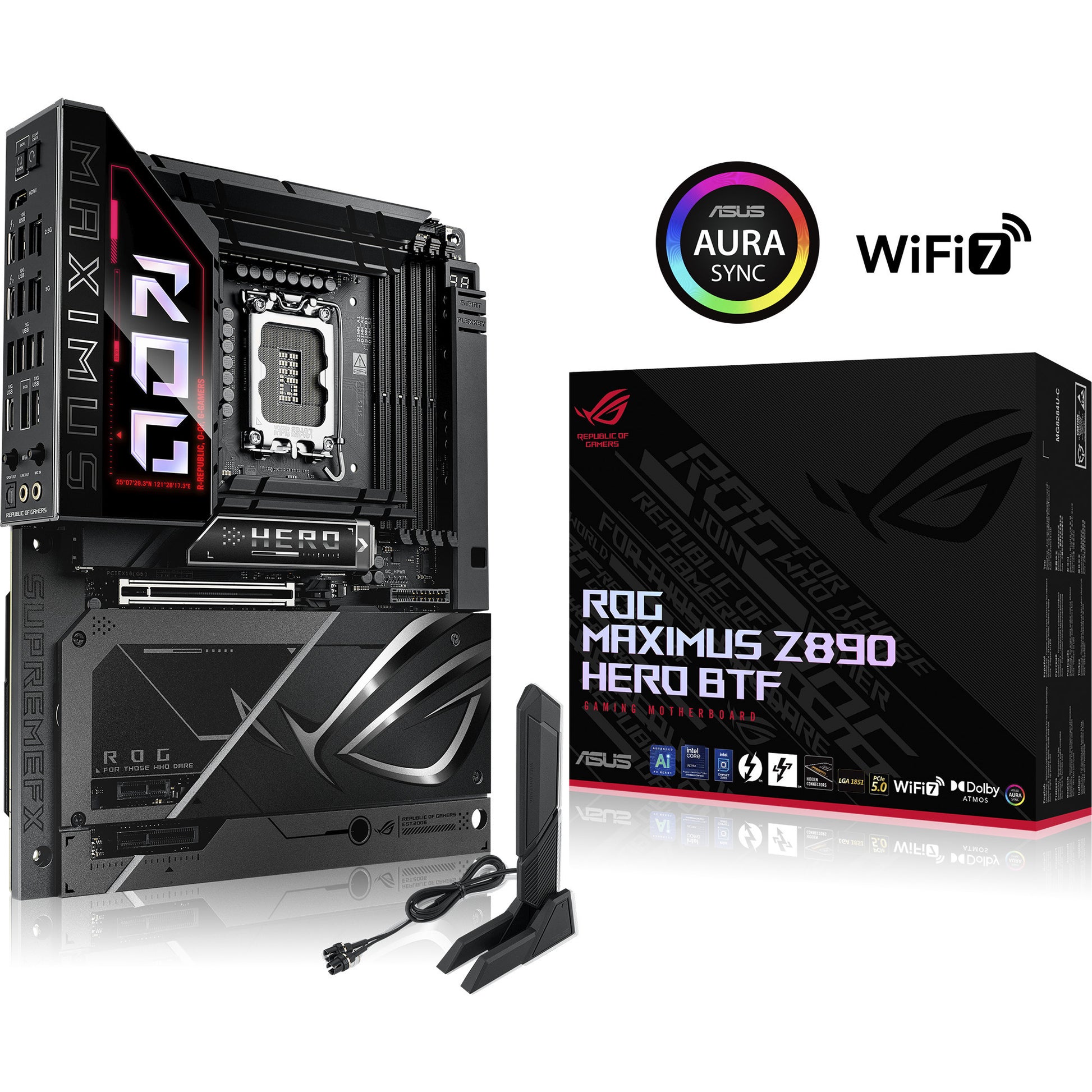 Asus Rrog Maximus Z890 Hero BTF Sockel 1851 Mainboard (schwarz, RAID, 5 GB-LAN, Wi-Fi 7, BT, Sound, ATX)