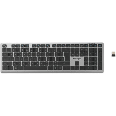 Kensington KB535 EQ wiederaufladbare Tastatur für mehrere Geräte (US-internationales Layout (QWERTY), Scherenschalter, 100 %, USB, 2,4 GHz, Bluetooth 5.4)
