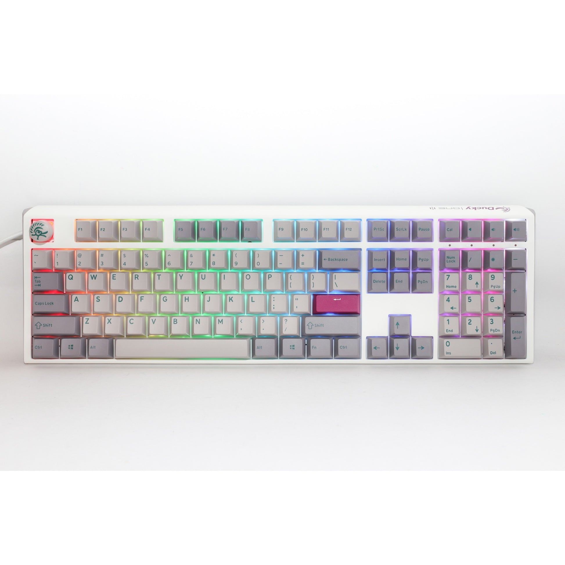 Ducky One 3 Mist Grey, Tastatur (Hellgrau, US-Layout, Cherry MX Red, RGB-LED, Double-Shot PBT, Hot-Swap-fähig, Quack-Mechanik)