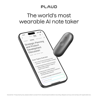 Plaud Notepin s Diktiergerät (schwarz, 64 GB, Bluetooth 5.2 BLE (Bluetooth Low Energy) Wi-Fi)