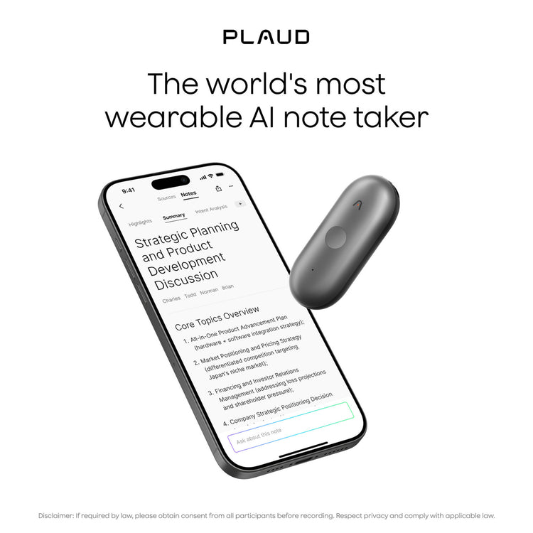 Plaud Notepin s Diktiergerät (schwarz, 64 GB, Bluetooth 5.2 BLE (Bluetooth Low Energy) Wi-Fi)