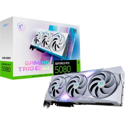 Msi Geforce RTX 5080 16G Gaming Trio OC weiße Grafikkarte (weiß, 3x Display-Port, 1x HDMI)