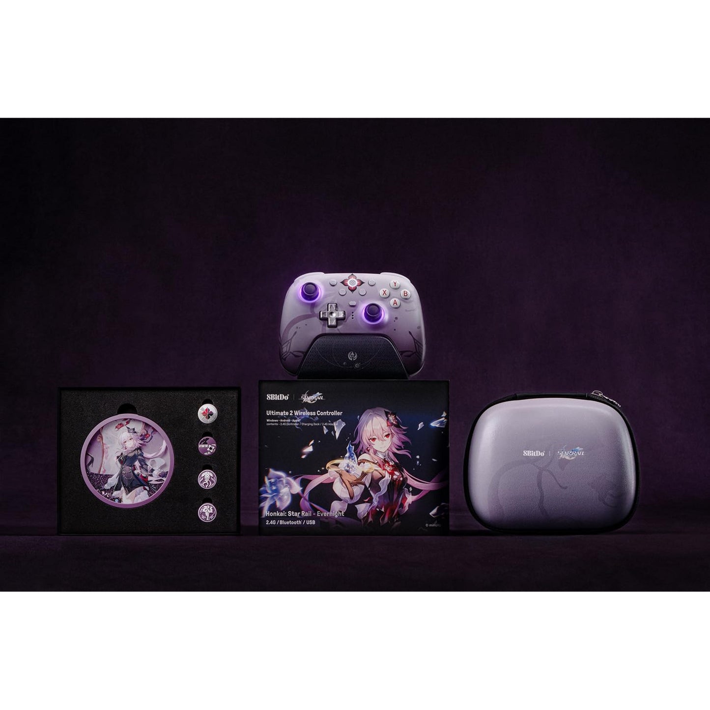 8bitdo Ultimate 2 Wireless Controller – Honkai: Star Rail – Evernight (dunkelviolett, 2,4 GHz Bluetooth, USB, PC)