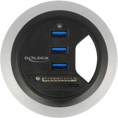 Delock In-Desk Hub 3 Port USB 3.0 + 2 Slot SD-Kartenleser