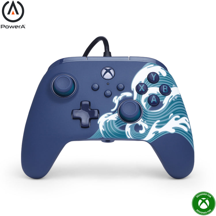 Powera Advantage Controller mit Kabel für die Xbox Series X|s – Water Wave (Azurblau, Xbox Series X|s, Xbox One, PC)