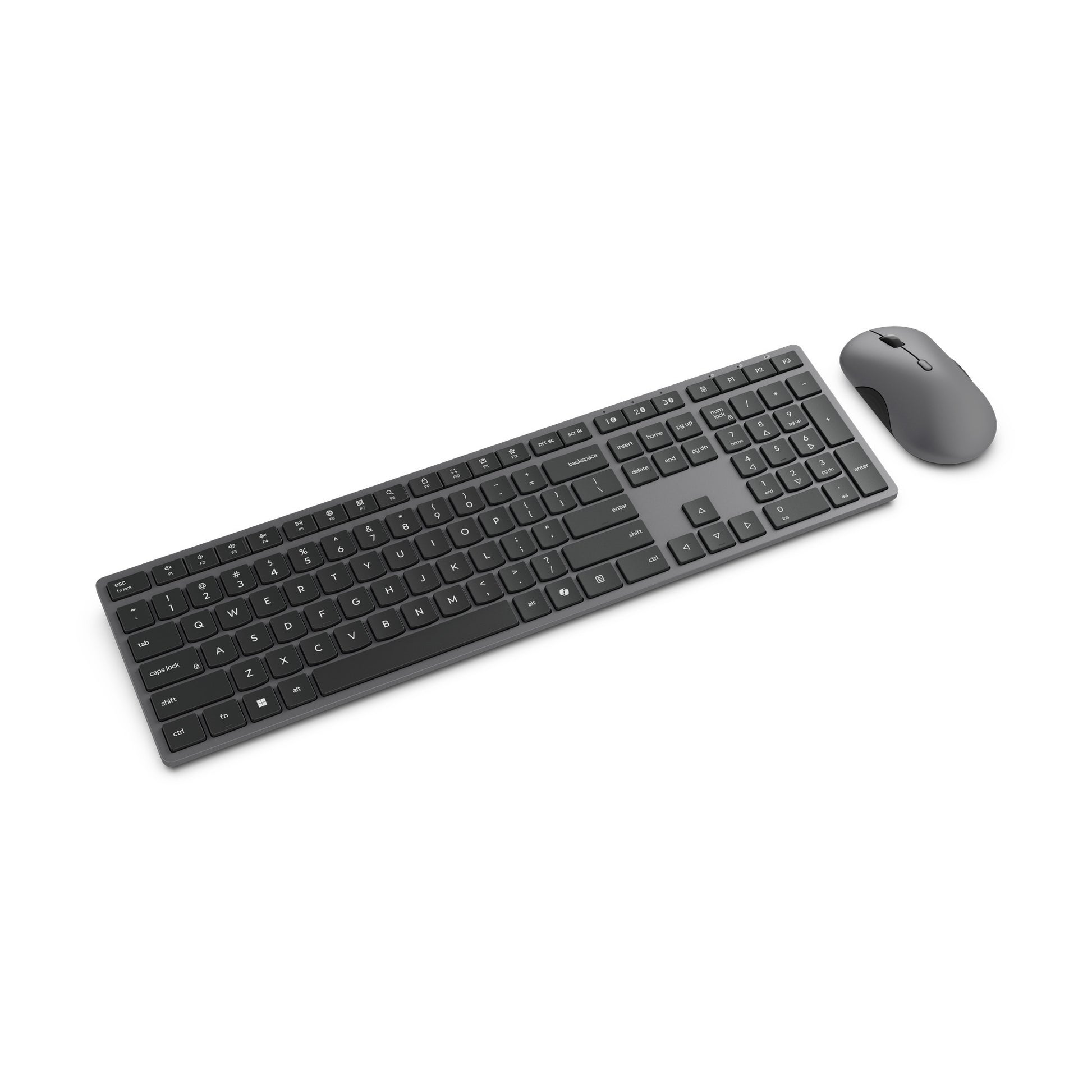 Lenovo 700 modernes kabelloses Kombi-Desktop-Set für mehrere Geräte (grau, US-Layout (QWERTY), 100 %, 4000 dpi, 2,4 GHz, BT 5.3, USB-A)