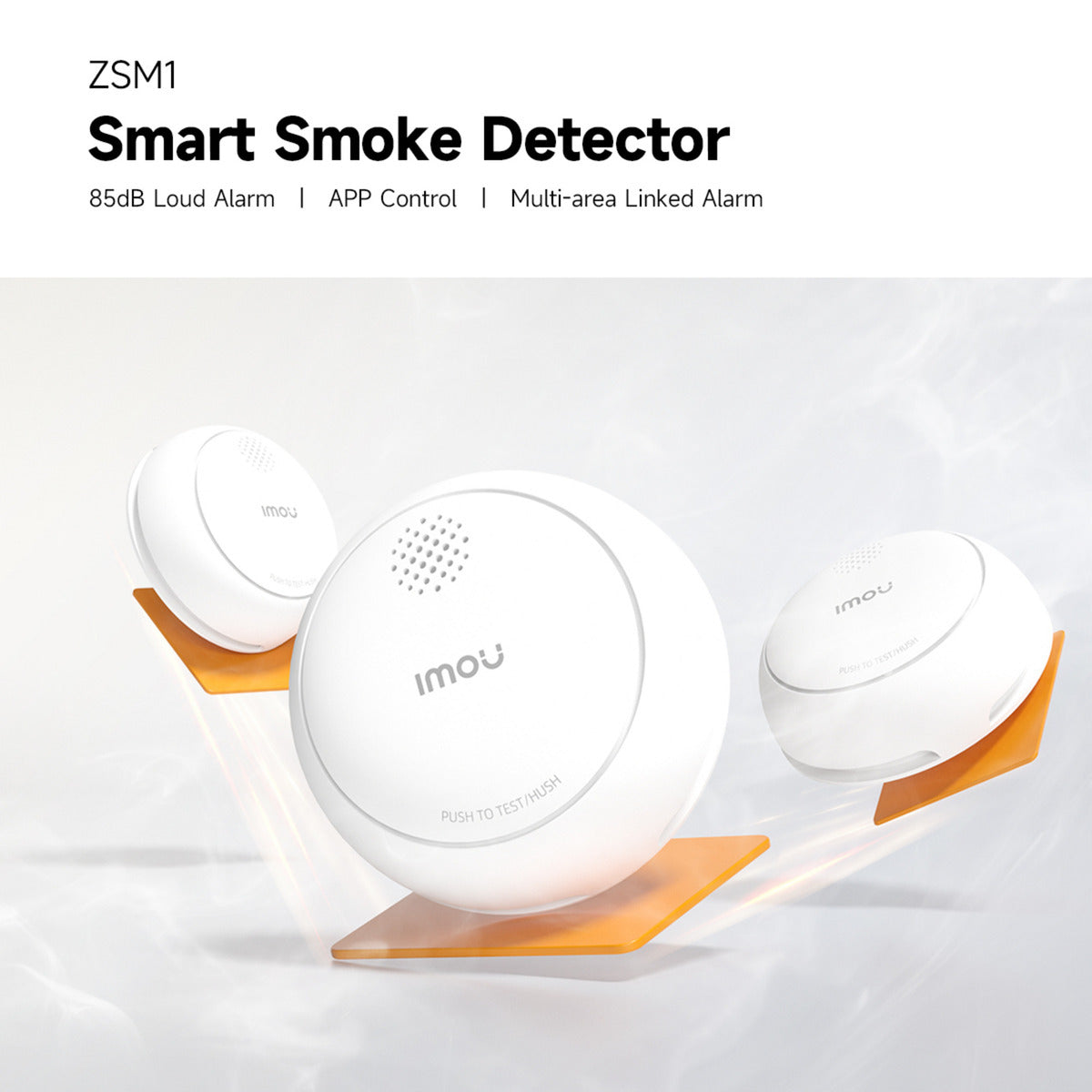 Imou intelligenter Rauchmelder – ZSM1-Bundle (weiß, 3 Stück + ZG2S Smart Gateway, ZigBee)